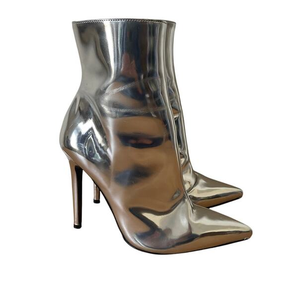 Kurt Geiger Carvela Silver Metallic Stiletto Boots Size 39/ US 8.5 - Picture 4 of 10